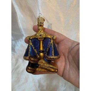 Old World Christmas Scales Of Justice Glass Christmas Americana ornament OWC